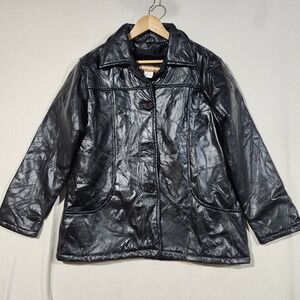 Tudor Court by Haband Black Patchwork Leather Jacket Removable Fur Lining W PL